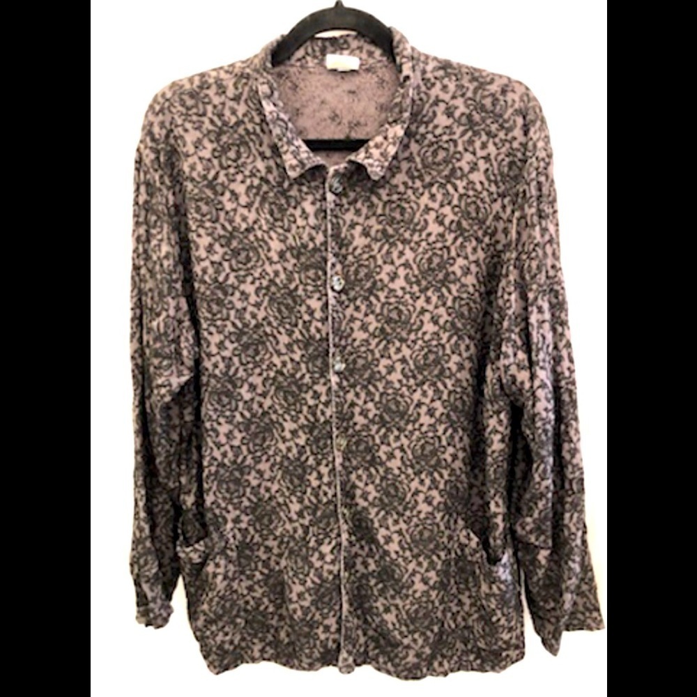 CP Shades Vintage Black Floral Button Up Top Jacket Size Medium Style R927-365